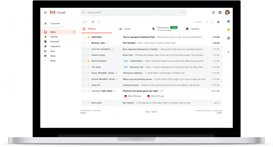 New Gmail, material redesign